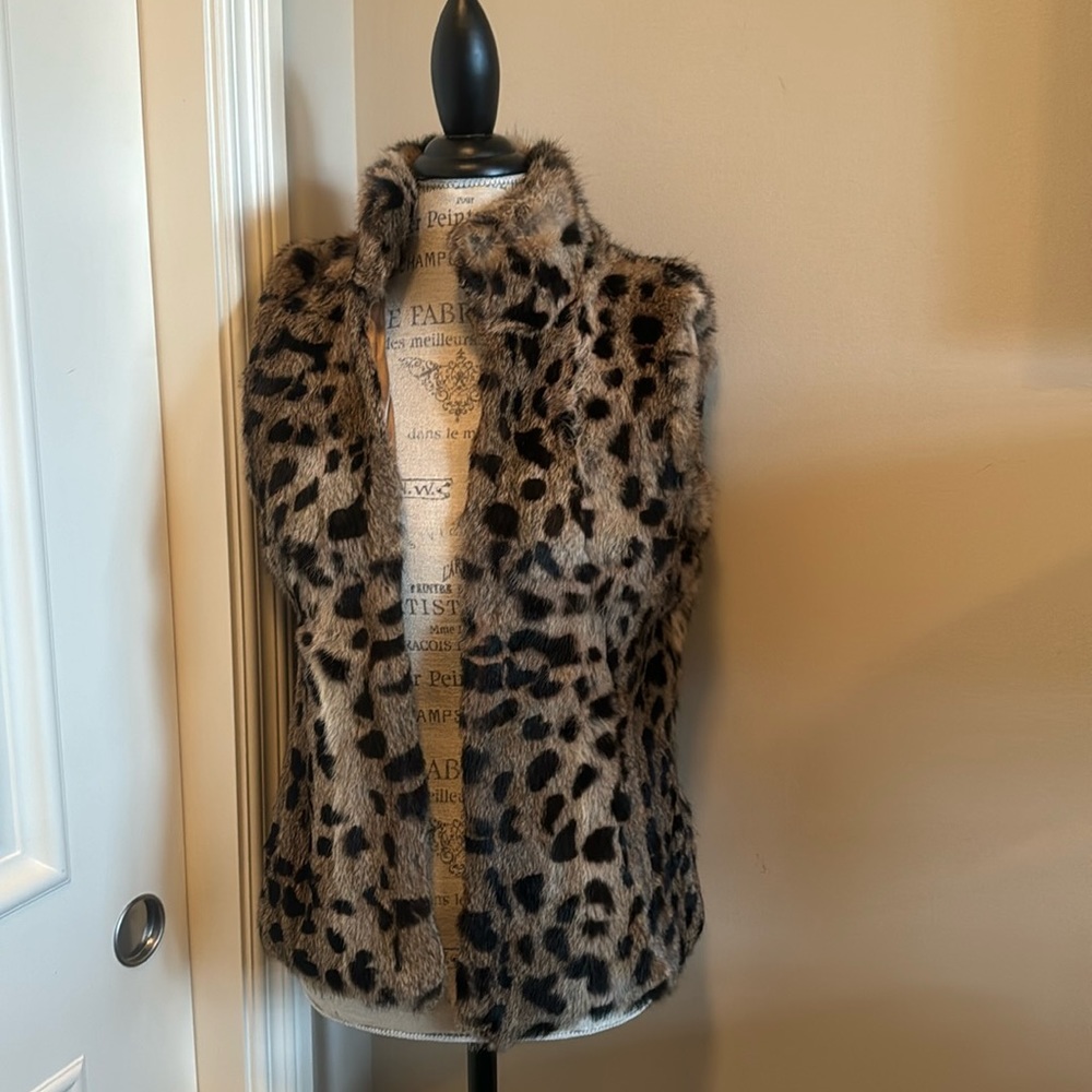 Michael Kors Leopard Rabbit Fur Vest - Size S